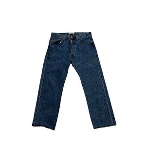 Y2K Levi's Men's 501 Button Fly Short Hem Sz 32x25” Medium Wash Straight Leg